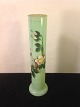 Cylinder Glass 
Vase.
 with rose 
motif.
 Green opaline 
glass.
 Height: 16.5 
cm. Diameter: 
3.5 ...