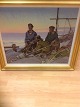 Painting 
Fishermen on 
the beach.
Height: 61 cm 
Width: 70.5 cm.
the height of 
the frame: 78 
cm. ...