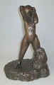 Unknown artist (19th c.): A naked woman arranges her hair. Sculpture. Bronze. Signed: FFS. 20.5 ...