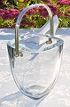 Ice bucket of 
sea blue glass 
with handle of 
sterling 
silver. Stamp 
DGH 925. from 
Danish Silver, 
...