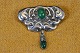 Brooch Art 
Nouveau in 
organic pattern 
of silver with 
a pearl of 
green agate in 
the center of 
the ...