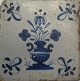 Dutch tile, 
1675 - 1725. 
Blue decorated. 
Corner 
Ornaments in 
the form of the 
French lily ...