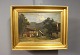 Oil painting of 
house in the 
Mountains 
signed A. Paul 
with wooden 
frame decorated 
with gold ...