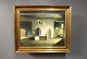 Oil painting of 
a simpel room 
signed Borch 
with a wooden 
rame decorated 
with gold leaf.
H - 51 ...