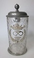 German glass 
beer mug with 
pewter lid, 
18th century. 
With numerous 
cuts with 
crown, bakery 
...