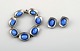 Jorgen Jensen, Vejle. Handmade jewelery set in pewter with blue stones. Danish design, mid 20 c. ...