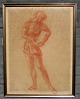 Hegndal, 
Valdemar 
Foersom (1916 - 
2002) Denmark: 
A girl in 
gymnastics 
suit. Red 
crayon on 
paper. ...