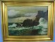 Lütken, Mathias 
(1841 - 1905) 
Denmark: The 
waves cross 
over the rocks. 
Oil on canvas / 
plate. ...