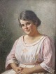 Deurs, Caroline 
van (1860 - 
1932) Denmark: 
Female 
portrait. Oil 
on canvas. 65 x 
50 cm. Signed: 
...