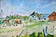 Jacobsen, 
Ludvig (1890 - 
1957) Denmark: 
Horses at a 
farm. Oil on 
paper. Signed: 
Ludvig 
Jacobsen. ...