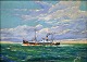Unknown artist 
(20th century): 
Ship's 
portrait. Oil 
on plate. 
Signed: Gay El 
.. 19 x 26 cm.
Framed.
