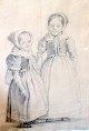 Exner, Julius 
(1825 - 1910) 
Denmark: Two 
girls in folk 
dress. Signed: 
J. Exner. 24 x 
19 cm.
Framed.