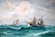 Larsen, C. 
Vilhelm (1870 - 
1959) Denmark: 
Marine with 
numerous ships. 
Oil on canvas / 
plate. ...