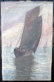 Moser, 
Christian (1838 
- 1894) 
Holland: 
Fishing boats 
at sea. Oil on 
canvas. Signed: 
Ch. Moser. ...
