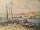 Bang Sørensen, 
Fishing 
harbour, 
43x61cm without 
frame, 57x75 cm 
with frame, 
Signed: ...