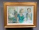 Painting on 
canvas with 
motif of man 
and wife in col 
colors, signed 
Paul Kastrup.
H - 54 cm and 
...