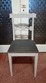 Gray-painted dining table chairs gray-painted with black seat Sweden 1800s Front with traces of ...