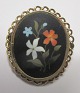 Micro mosaic brooch, 19th century. Italy. Oval. Framed in gold-plated brass frame. 4 x 3.5 ...