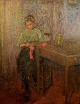 Fritz von Uhde 
(1848-1911) 
style approx. 
1900: Interior 
with a knitting 
girl.
Oil on canvas 
...
