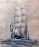 Sørensen, Carl 
Frederik (1818 
- 1879) 
Denmark: 
Sailing ship at 
sea. Lead on 
paper. Signed: 
CFS. ...
