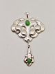 Are Nouveau 
pendant 7 x 6 
cm. with green 
cabochon agates 
stamped 830 WmF 
for silversmith 
William ...