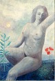 Bilgram, Jens 
(1937 - 2013) 
Denmark. 
Aphrodite.
Oil on canvas. 
Signed: 
Monogram 86. 
100 x 70 ...