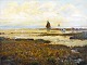 Xylander, 
Wilhelm (1840 - 
1913) Denmark / 
Germany: 
Coastal part 
with boats and 
cows. Oil on 
...
