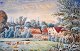 Danish artist (19th C): A farm. Watercolor. Unsigned. 14 x 22 cm.Framed.
