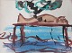 Gislason, Jon 
(1955 -) 
Denmark: A man 
is sunbathing 
on the beach. 
Bellehage. 
Watercolor. 
Signed. ...