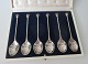 Collection of 
sterling silver 
spoons in a 
box, 20th 
century. 
Denmark. A 
total of 6 pcs. 
...