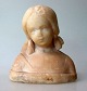 Unknown artist (20th C) .Bust of a little girl with braids, ca.1900. White alabaster. Height: ...