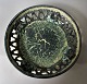 Big earthenware dish, Dissing Ceramics, 20th century. Hovedgaard, Denmark. With pierced edge. ...