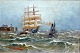 Jensen, Alfred 
(1859 - 1935) 
Tyskland: 
Lodsen fører 
sejlskibet i 
havn. Olie på 
lærred. ...