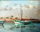 Handest, Aage 
(1894 - 1965) 
Danmark. Skib i 
havn.
Olie på 
lærred. 
Signeret. 52 x 
66 cm.
Indrammet.