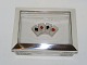 Heavy glass box 
for Playing 
cards with 
Michelsen 
sterling silver 
border.
Measures 11.9 
by 9.0 ...