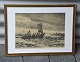 Træsnit med 
motiv af 
redningsbåd på 
hav af Max 
Kleinsorg efter 
maleri af Carl 
Locher, ...