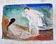 Telmanyi, Anne Marie (1893 - 1983) Denmark: Two banding women. Watercolor on paper. Signed. 20 x ...