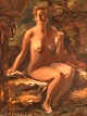 Hans Ekegardh 
(b. 1881, 
d.1962), 
Swedish artist. 
Oil on canvas. 
Seated nude 
model, 
landscape in 
...