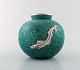 Wilhelm Kåge, 
Gustavsberg, 
Round hand 
crafted art 
deco vase in 
ceramic 
decorated with 
fish in ...