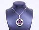 Large pendant 
of 925 sterling 
silver stamped 
H.S. with large 
amethyst.
4 cm.
