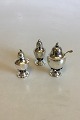 Georg Jensen 
Sterling Silver 
Salt and Pepper 
Shakers and 
Mustard Jar 
with gilded 
spoon No 235. 
...