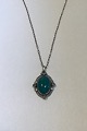 Georg Jensen 
Sterling Silver 
Necklace with 
Pendant No 10 
Green Agat and 
4 Moon Stones 
Chain 60 ...