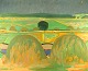 Hans Øllgaard 
(b. 1911, d. 
1969). Oil on 
canvas. 
Modernist 
Danish summer 
landscape with 
...