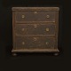 Black painted chest of drawers. Gustavian style. Sweden circa 1880. H: 87cm. 
Top: 79x44cm