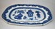 Chinese blue / 
white dish, 
19th century 
decorated with 
flowers in 
vases. 
Unstamped. 30 x 
21 cm.