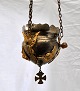 Religiøs Ampel 
- skålformet 
lampe ophængt i 
kæder, 19. årh. 
Forsølvet 
kobber med 
engle ...