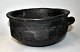 Black clay pot with handle, 19th century Denmark. Corpus 18 angled. With decorations inside and ...