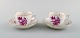 Two Herend 
coffee cups 
with saucers in 
hand painted 
porcelain. 
Purple flowers 
and gold ...