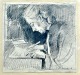 Grønbech, Niels (1907 - 1991) Denmark: A Writing Woman. Lead on paper. Signed. 30 x 32 ...