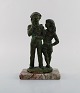 Eric Demuth, Swedish sculptor. Bronze sculpture on marble base. Young couple. 
1940 / 50
